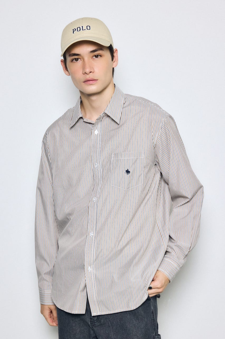 ＜先行予約＞【POLO BCS×AZUL】ストライプシャツ 柄BRN M