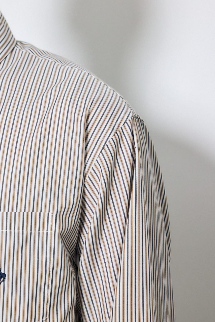 ＜先行予約＞【POLO BCS×AZUL】ストライプシャツ 柄BRN M