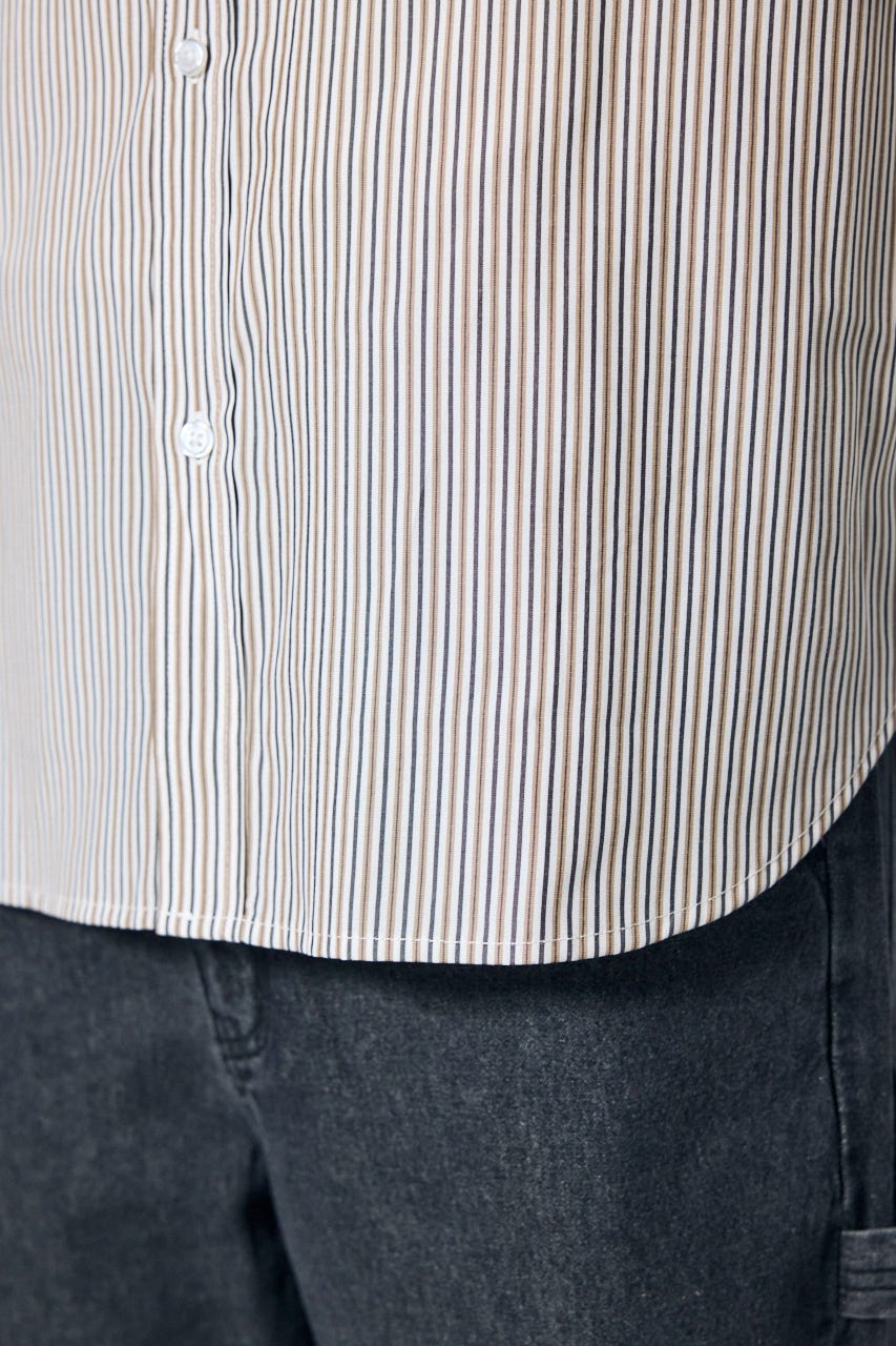 ＜先行予約＞【POLO BCS×AZUL】ストライプシャツ 柄BRN M