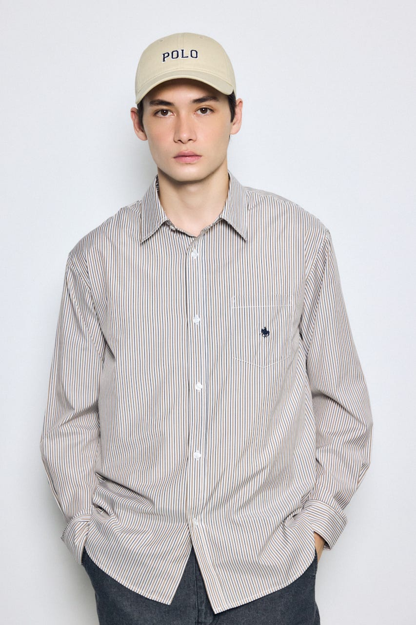 ＜先行予約＞【POLO BCS×AZUL】ストライプシャツ 柄BRN M