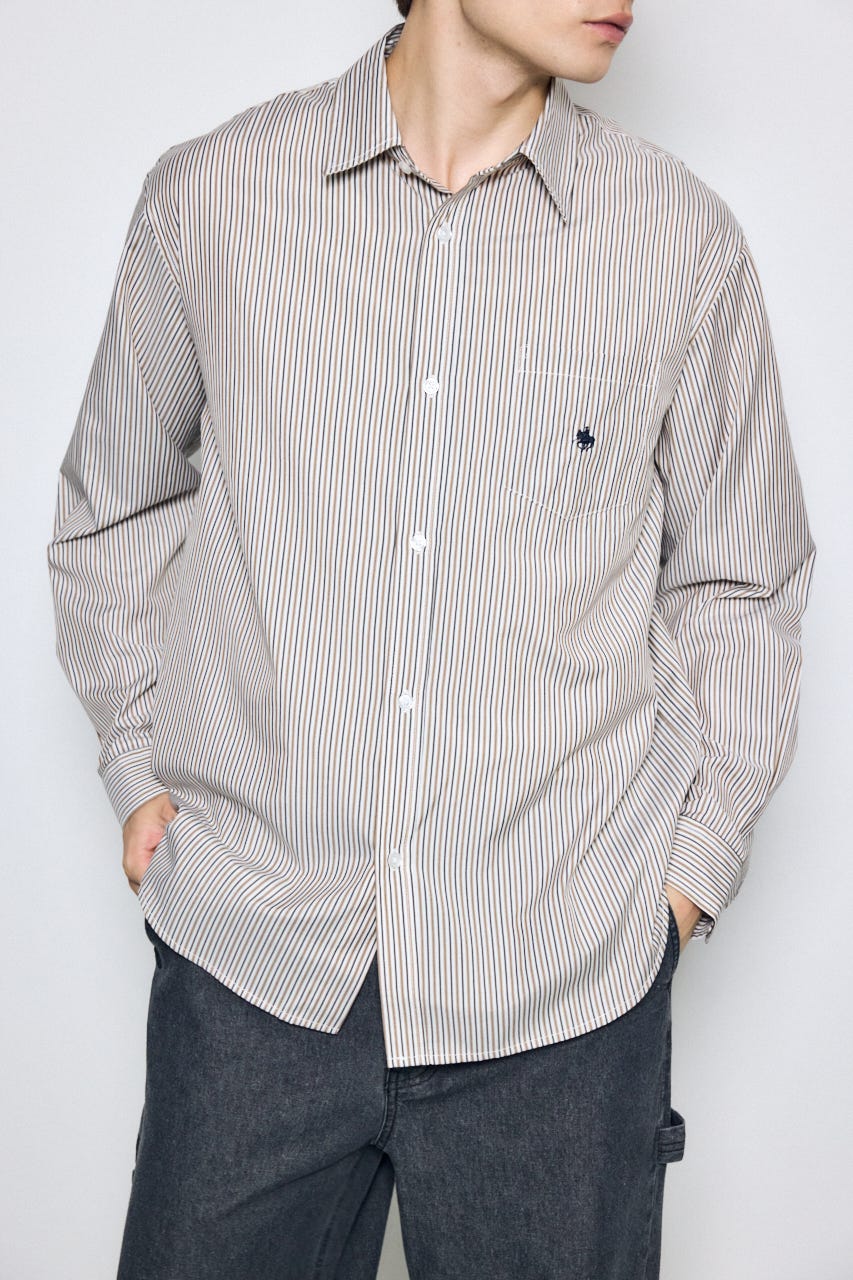 ＜先行予約＞【POLO BCS×AZUL】ストライプシャツ 柄BRN M