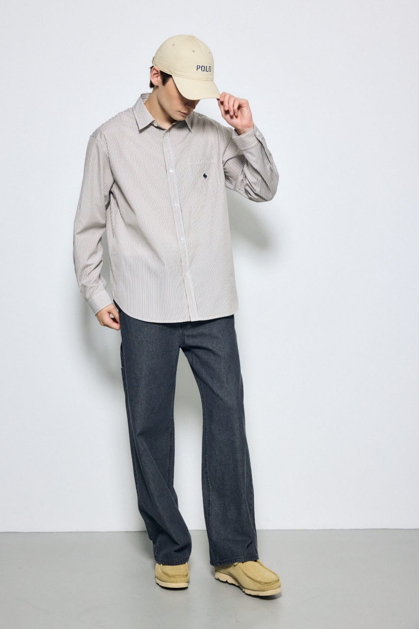 ＜先行予約＞【POLO BCS×AZUL】ストライプシャツ 柄BRN M