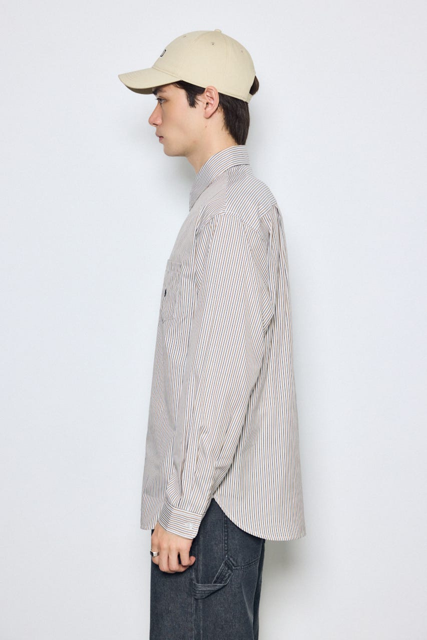 ＜先行予約＞【POLO BCS×AZUL】ストライプシャツ 柄BRN M