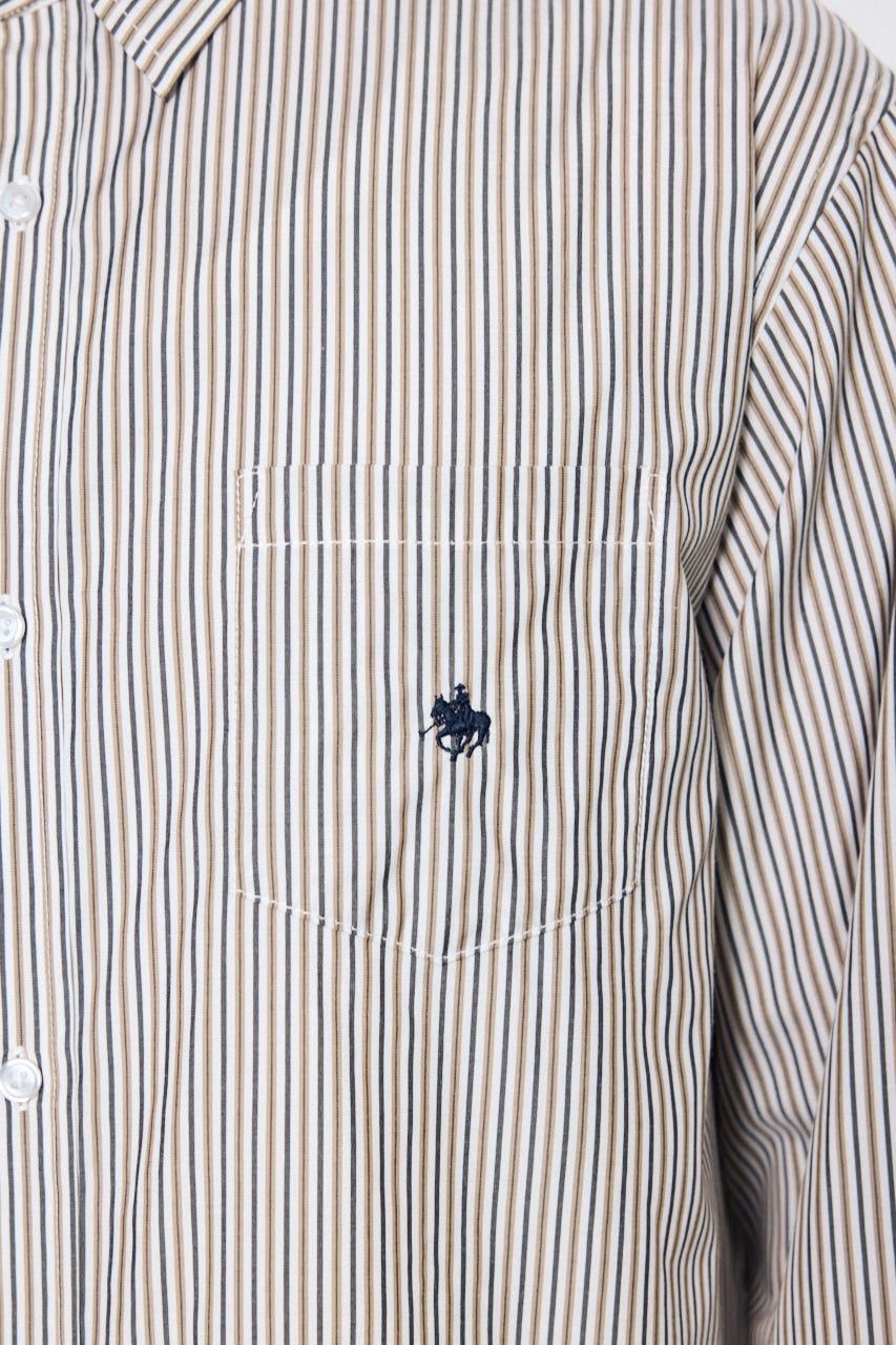 ＜先行予約＞【POLO BCS×AZUL】ストライプシャツ 柄BRN M