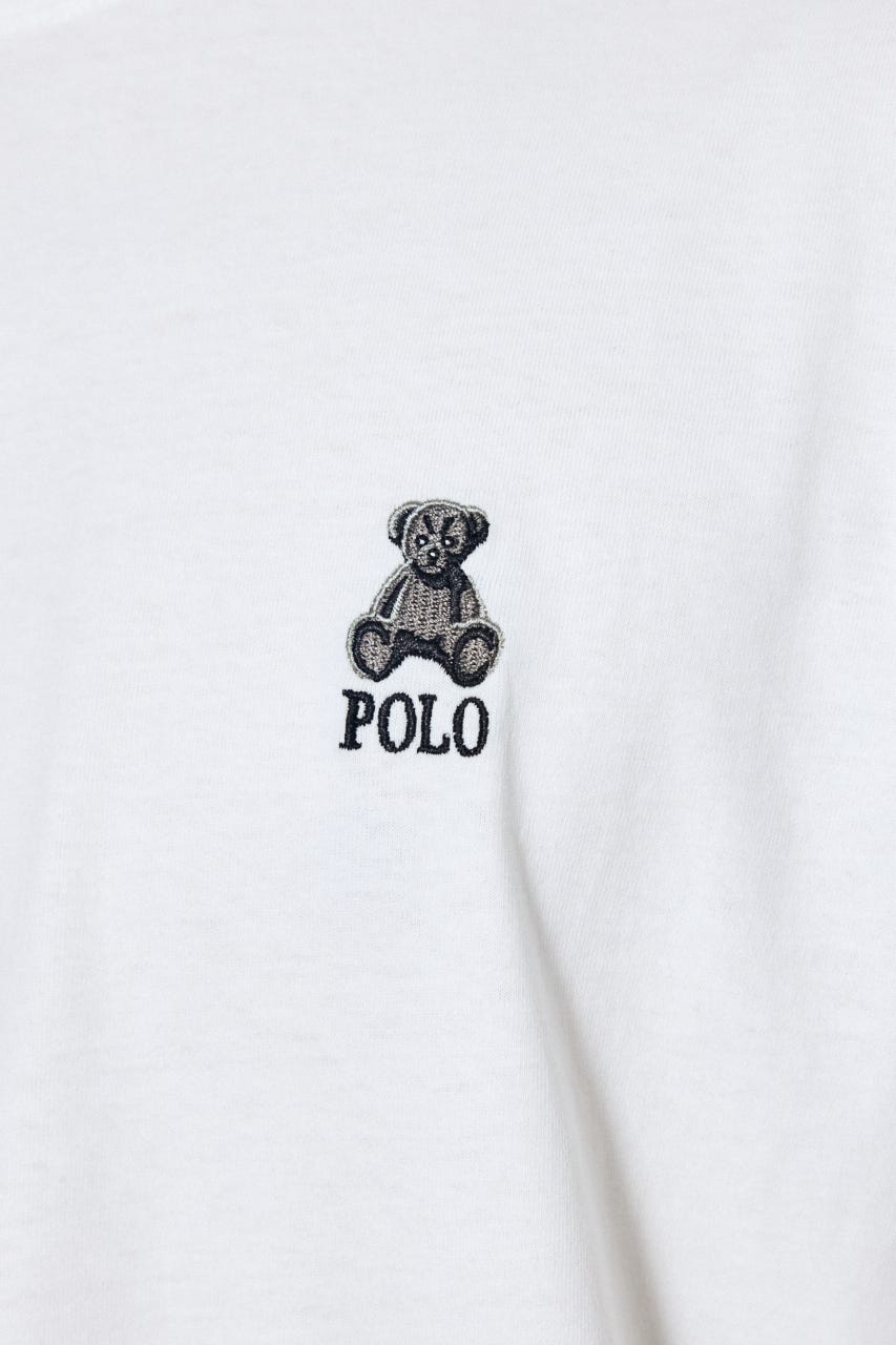 <先行予約>【POLO BCS×AZUL】ベア刺繍TEE WHT M