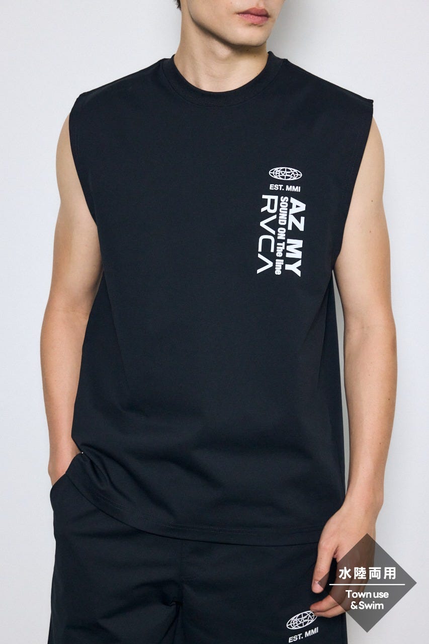 【RVCA×AZUL】バックプリントノースリーブ BLK FREE