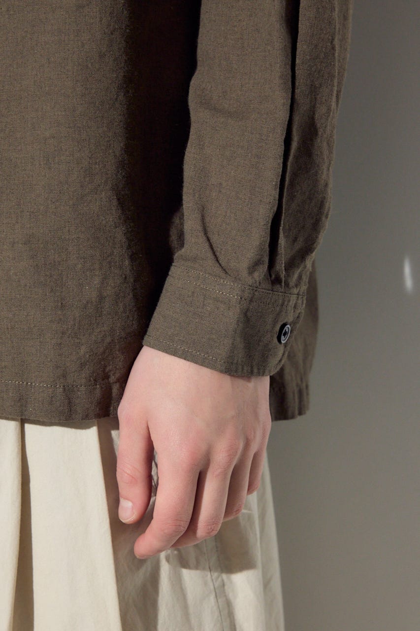 【SS先行アイテム】フレンチリネンCOOLMAXスキッパーシャツ KHA L