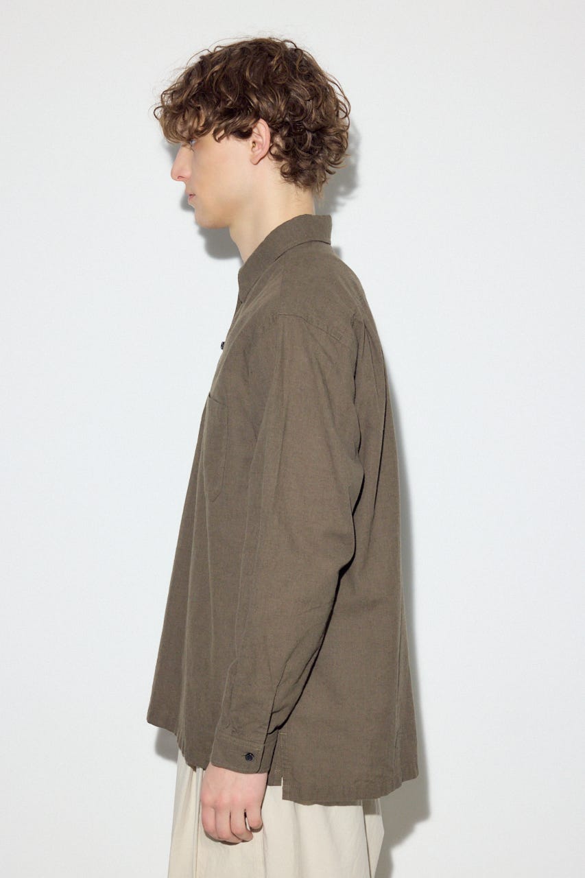 【SS先行アイテム】フレンチリネンCOOLMAXスキッパーシャツ KHA L