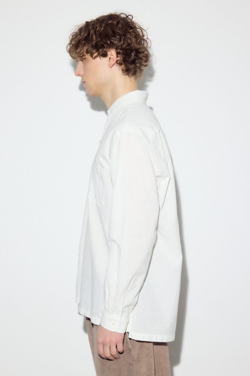 【SS先行アイテム】フレンチリネンCOOLMAXスキッパーシャツ WHT L