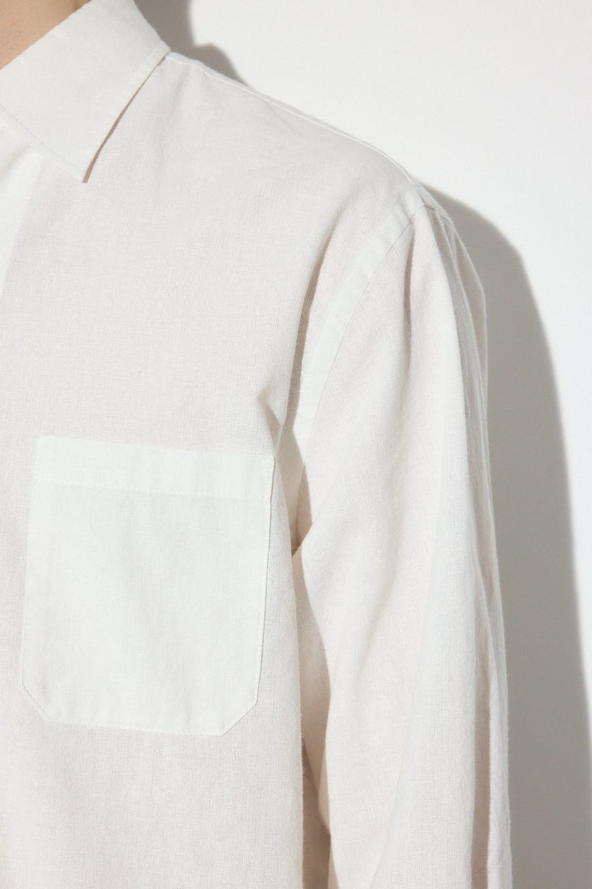 【SS先行アイテム】フレンチリネンCOOLMAXスキッパーシャツ WHT L