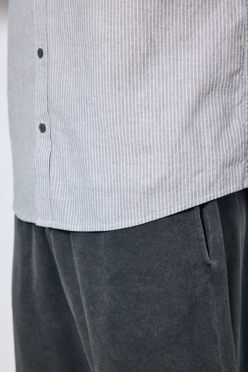 【SS先行アイテム】フレンチリネンCOOLMAXストライプシャツ 柄GRY L