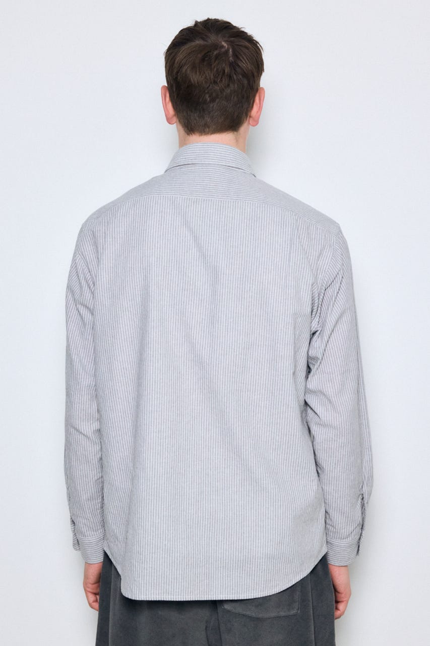 【SS先行アイテム】フレンチリネンCOOLMAXストライプシャツ 柄GRY L