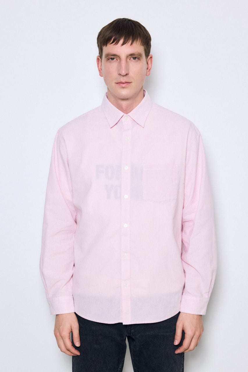 【SS先行アイテム】フレンチリネンCOOLMAXストライプシャツ 柄PNK XL