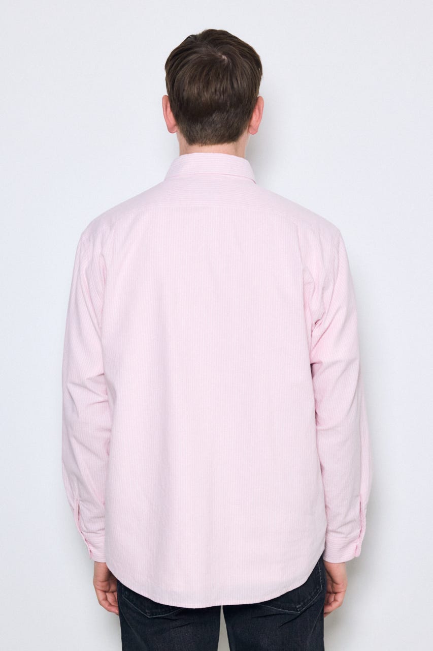 【SS先行アイテム】フレンチリネンCOOLMAXストライプシャツ 柄PNK XL