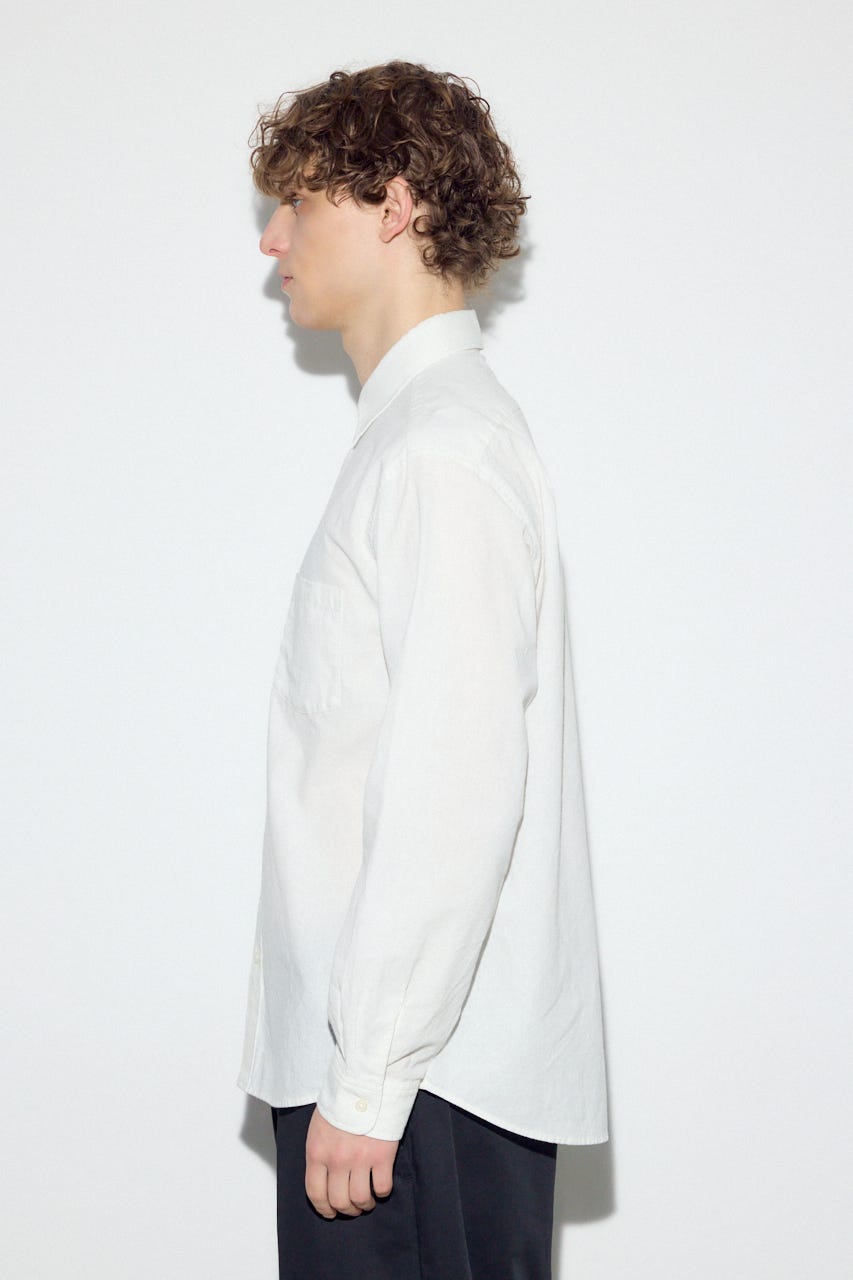 【SS先行アイテム】フレンチリネンCOOLMAXストライプシャツ WHT L