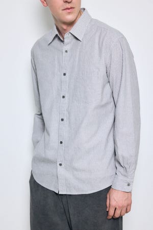 【SS先行アイテム】フレンチリネンCOOLMAXストライプシャツ