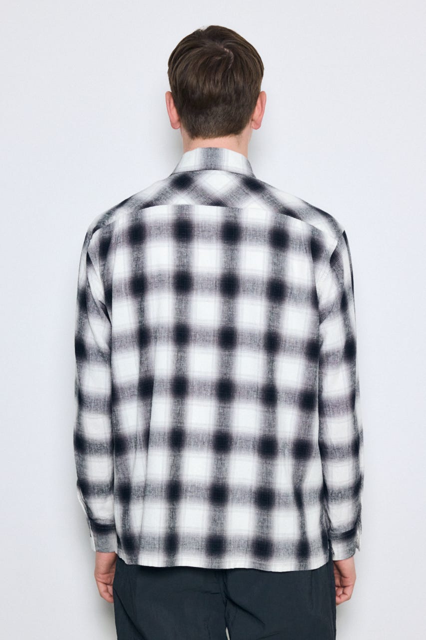 フレンチリネンオンブレーチェックシャツ 柄WHT L