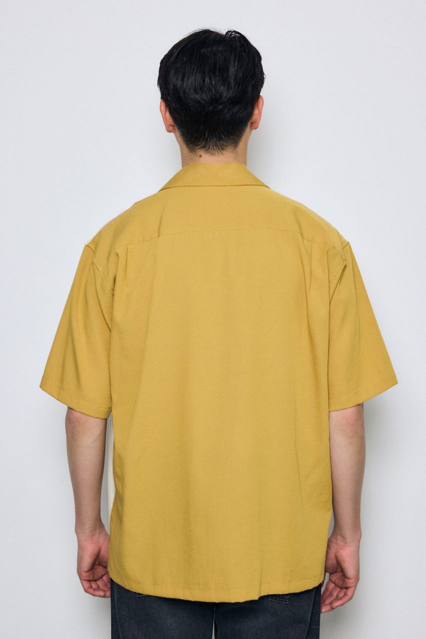 ツートーン切替開襟半袖シャツ 柄YEL L