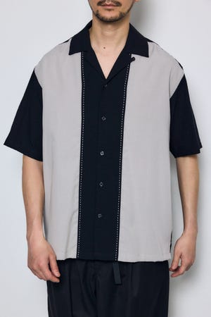 ツートーン切替開襟半袖シャツ