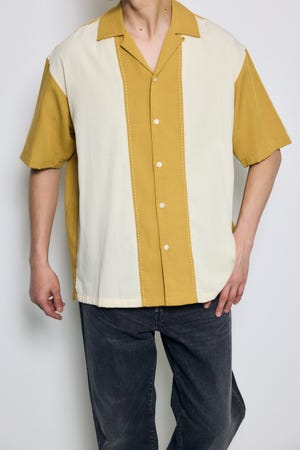 ツートーン切替開襟半袖シャツ