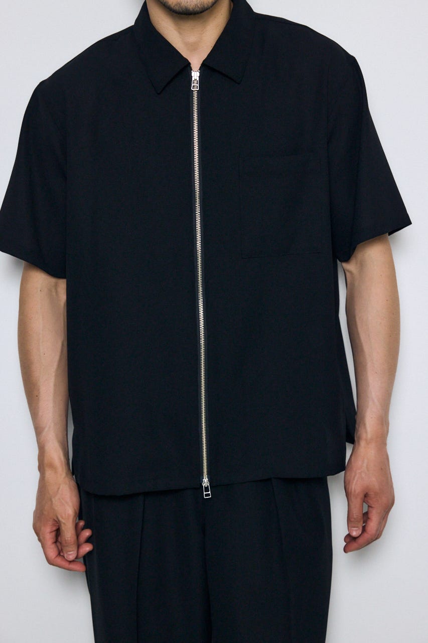 メッシュジップシャツ BLK S