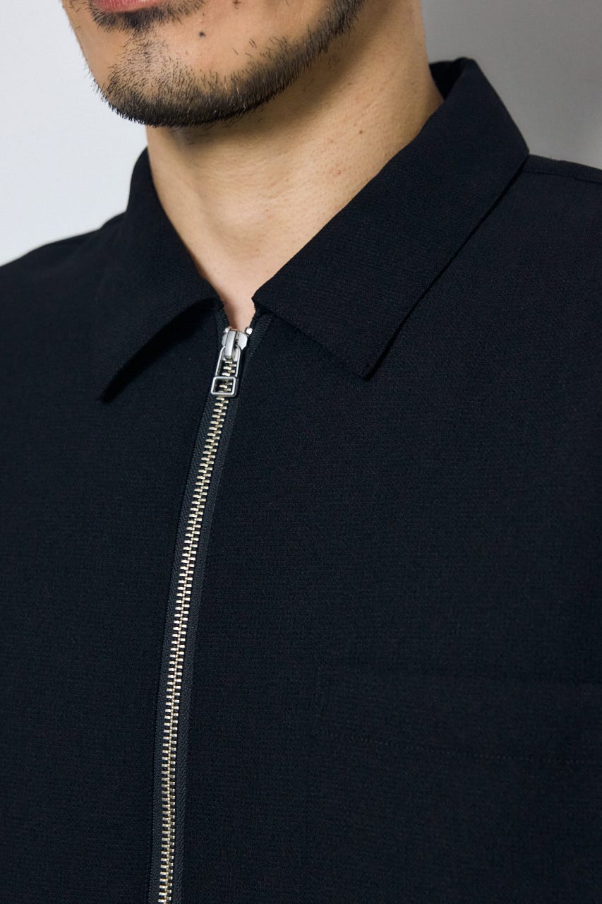 メッシュジップシャツ BLK S