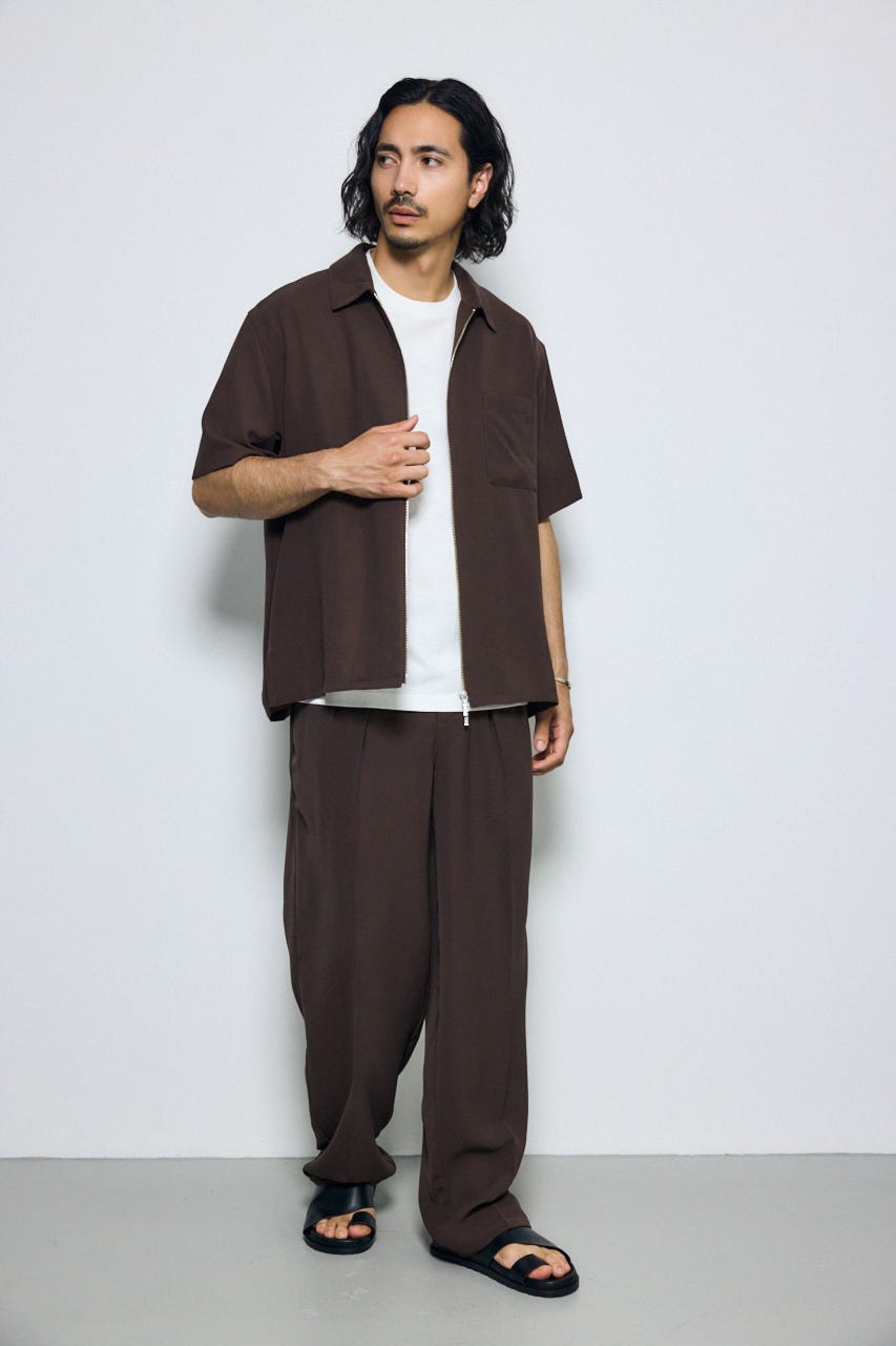 メッシュジップシャツ D/BRN M