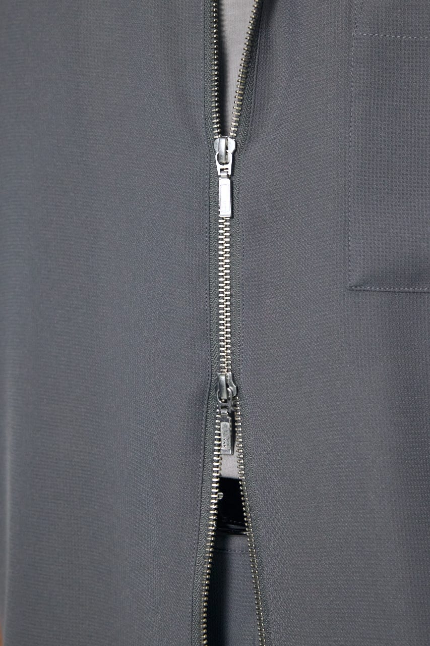メッシュジップシャツ GRY L