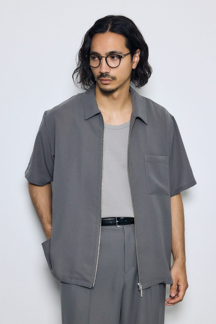メッシュジップシャツ GRY L