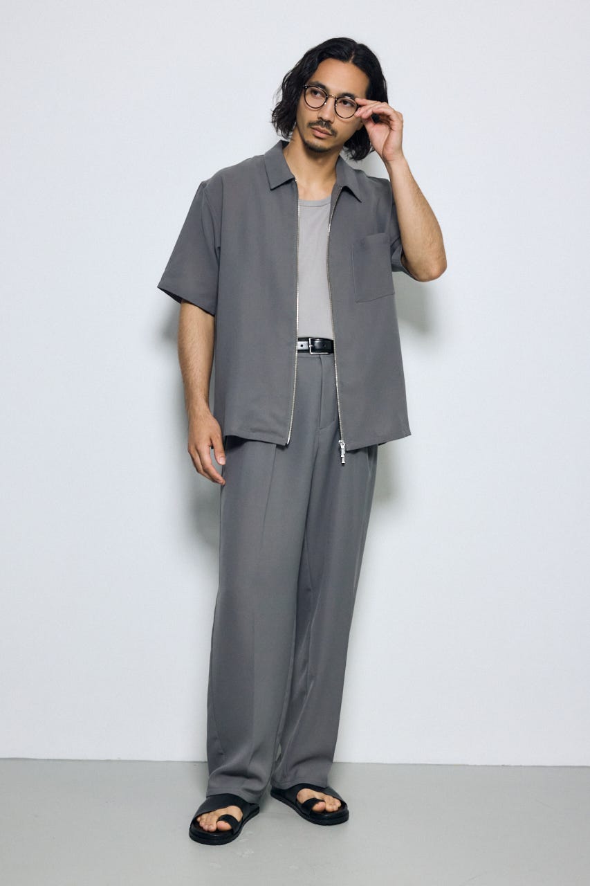 メッシュジップシャツ GRY L