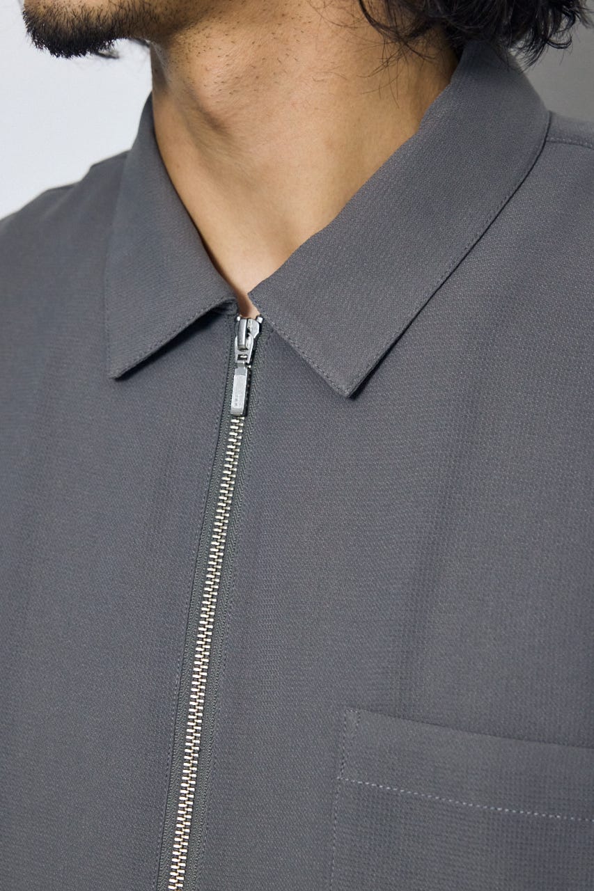 メッシュジップシャツ GRY L
