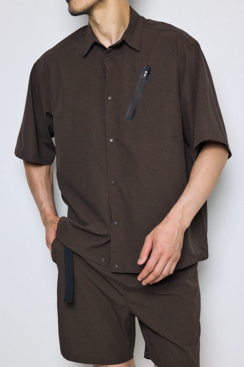 テックジャガードアクション半袖シャツ BRN L