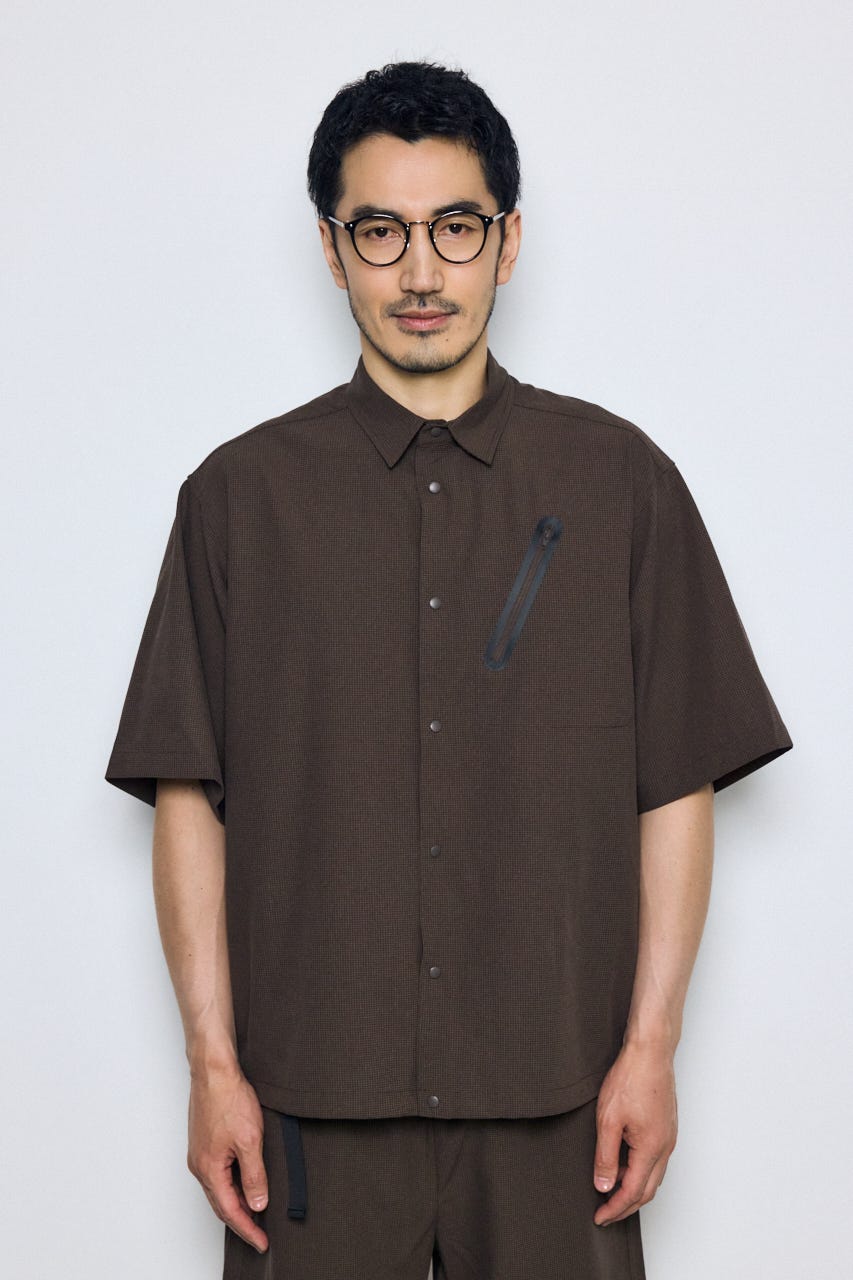 テックジャガードアクション半袖シャツ BRN L
