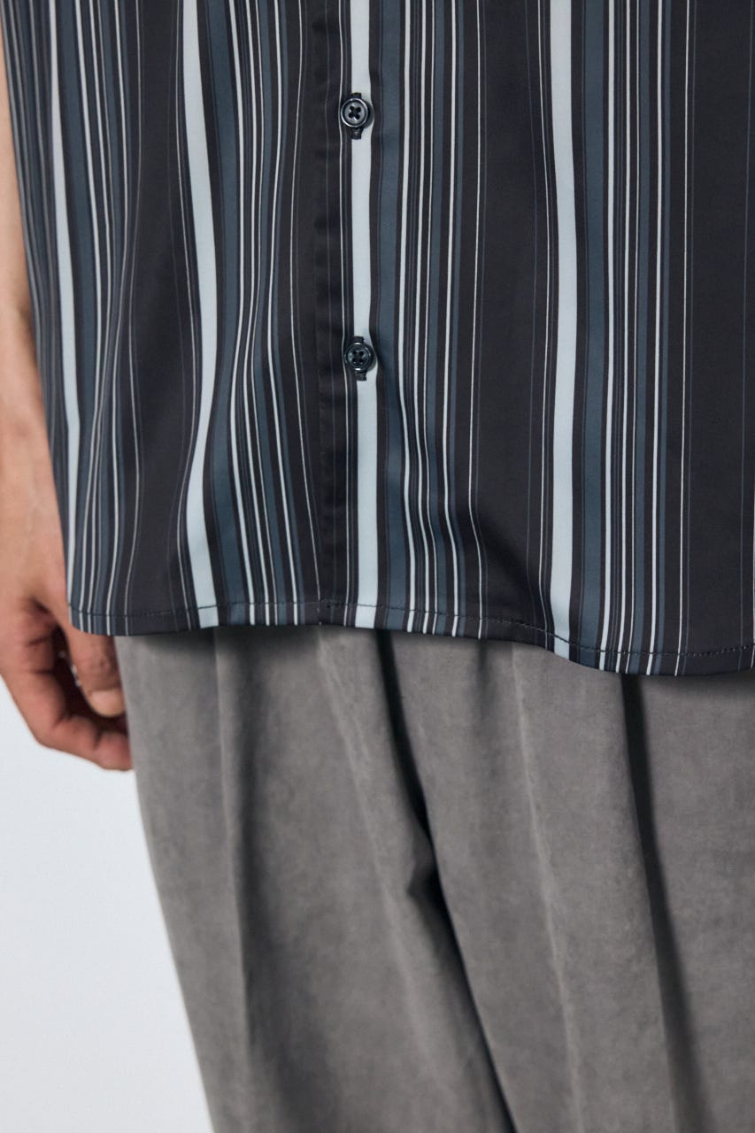 マルチストライプ半袖シャツ 柄BLK L