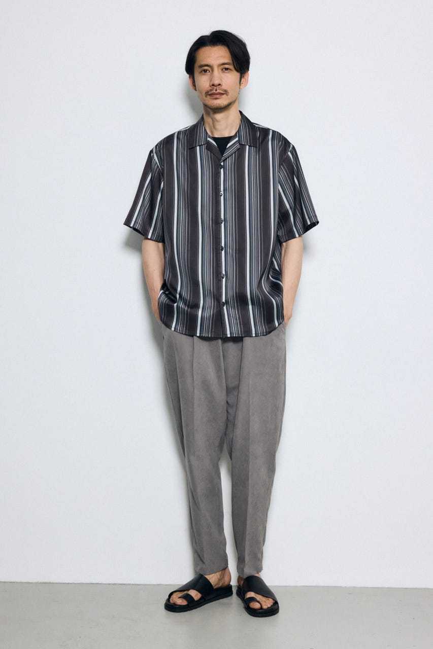 マルチストライプ半袖シャツ 柄BLK L