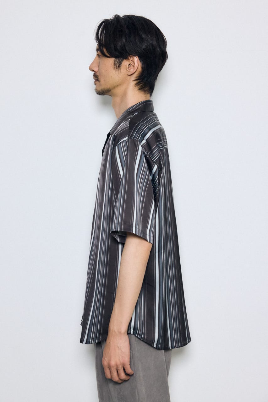 マルチストライプ半袖シャツ 柄BLK L