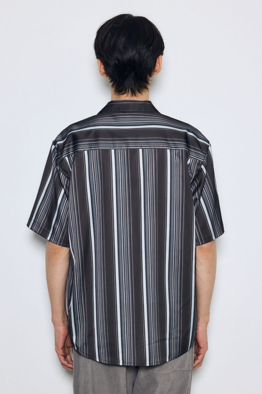 マルチストライプ半袖シャツ 柄BLK L