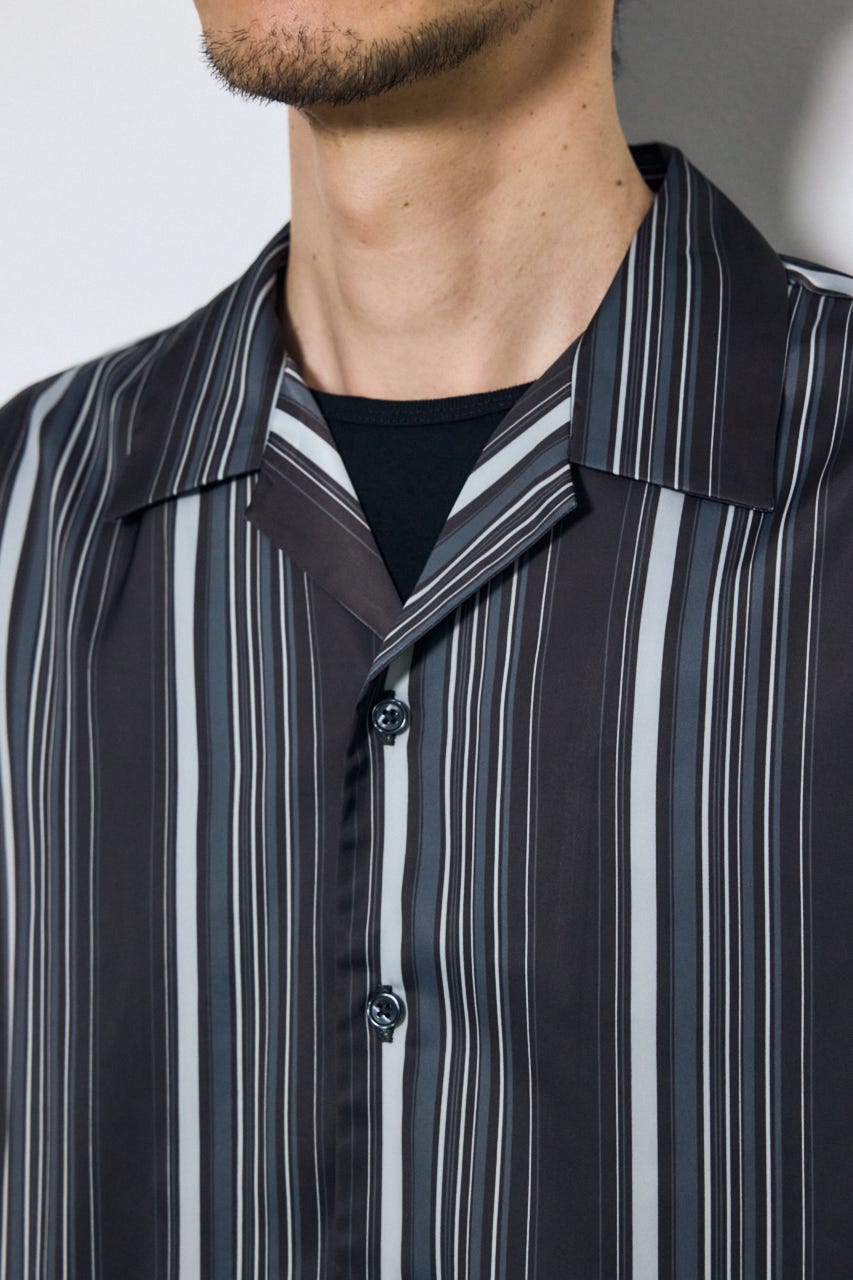 マルチストライプ半袖シャツ 柄BLK L