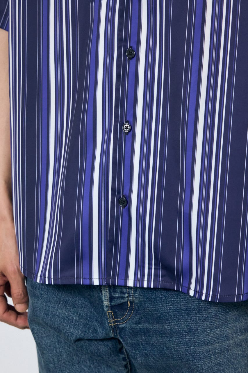 マルチストライプ半袖シャツ 柄BLU L