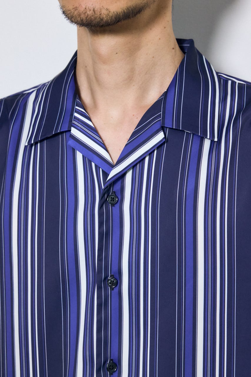 マルチストライプ半袖シャツ 柄BLU L