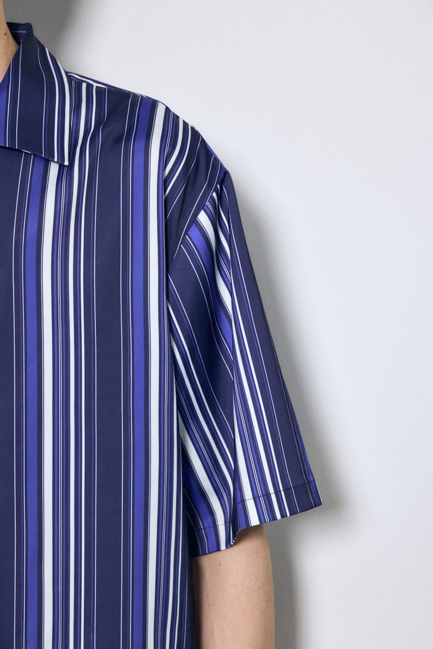 マルチストライプ半袖シャツ 柄BLU L