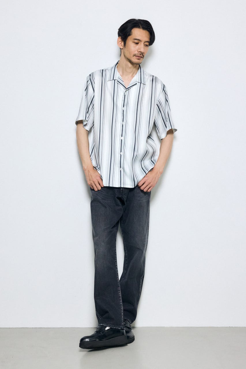 マルチストライプ半袖シャツ 柄WHT M