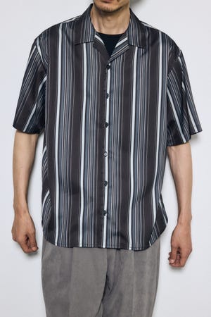 マルチストライプ半袖シャツ