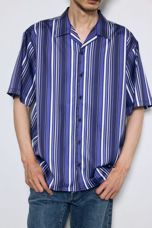 マルチストライプ半袖シャツ