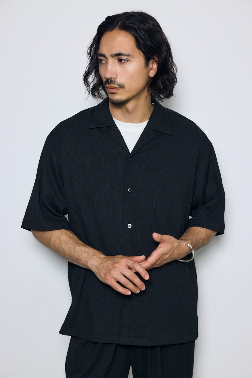 楊柳リラックス半袖シャツ BLK M