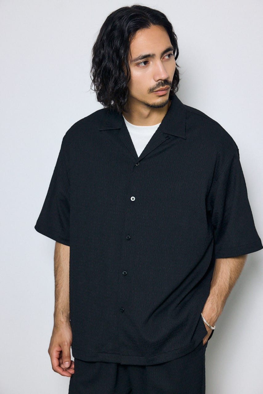 楊柳リラックス半袖シャツ BLK M