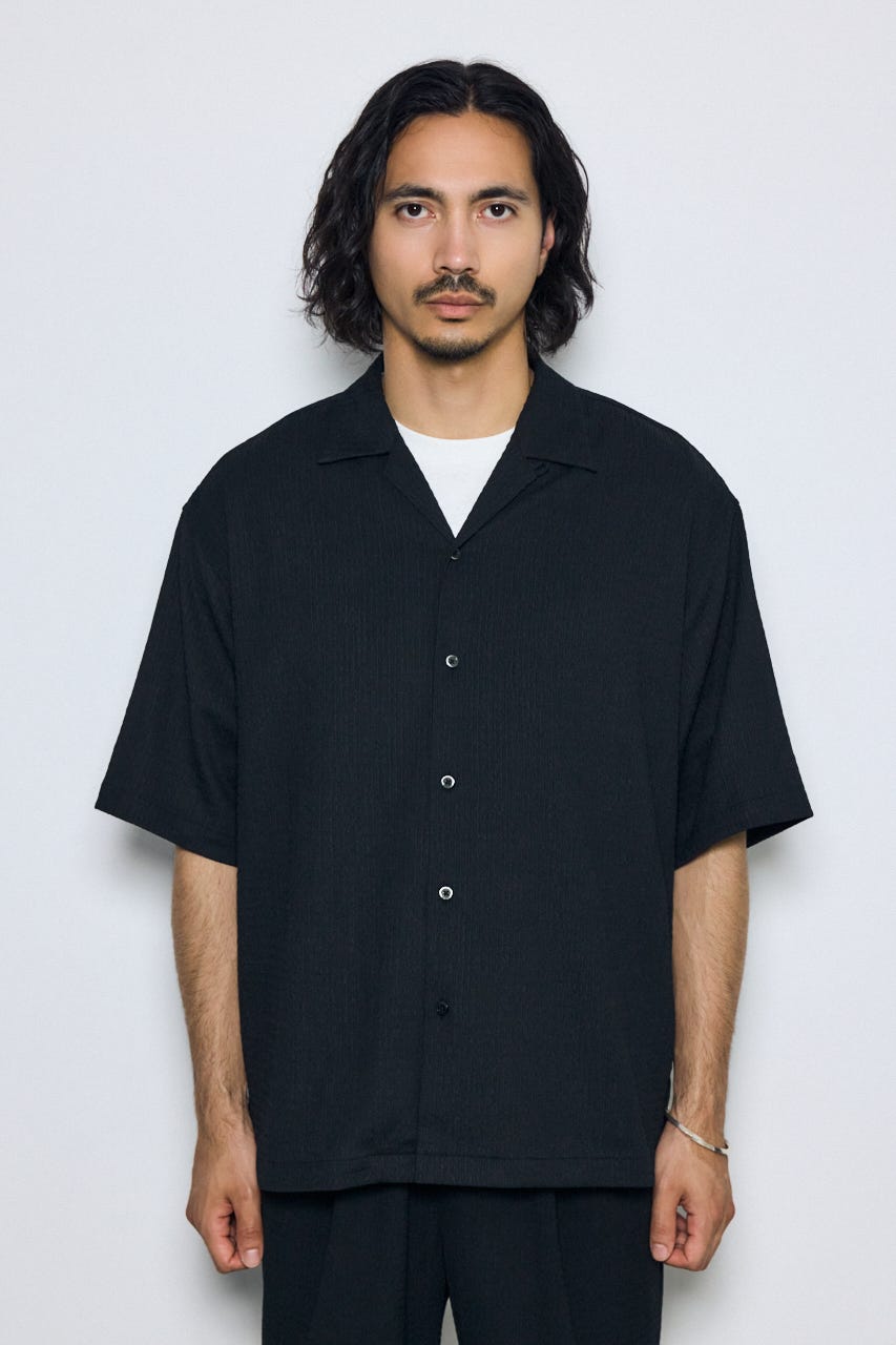 楊柳リラックス半袖シャツ BLK M