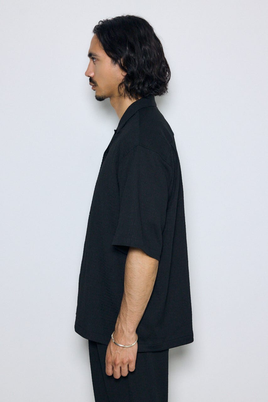 楊柳リラックス半袖シャツ BLK M