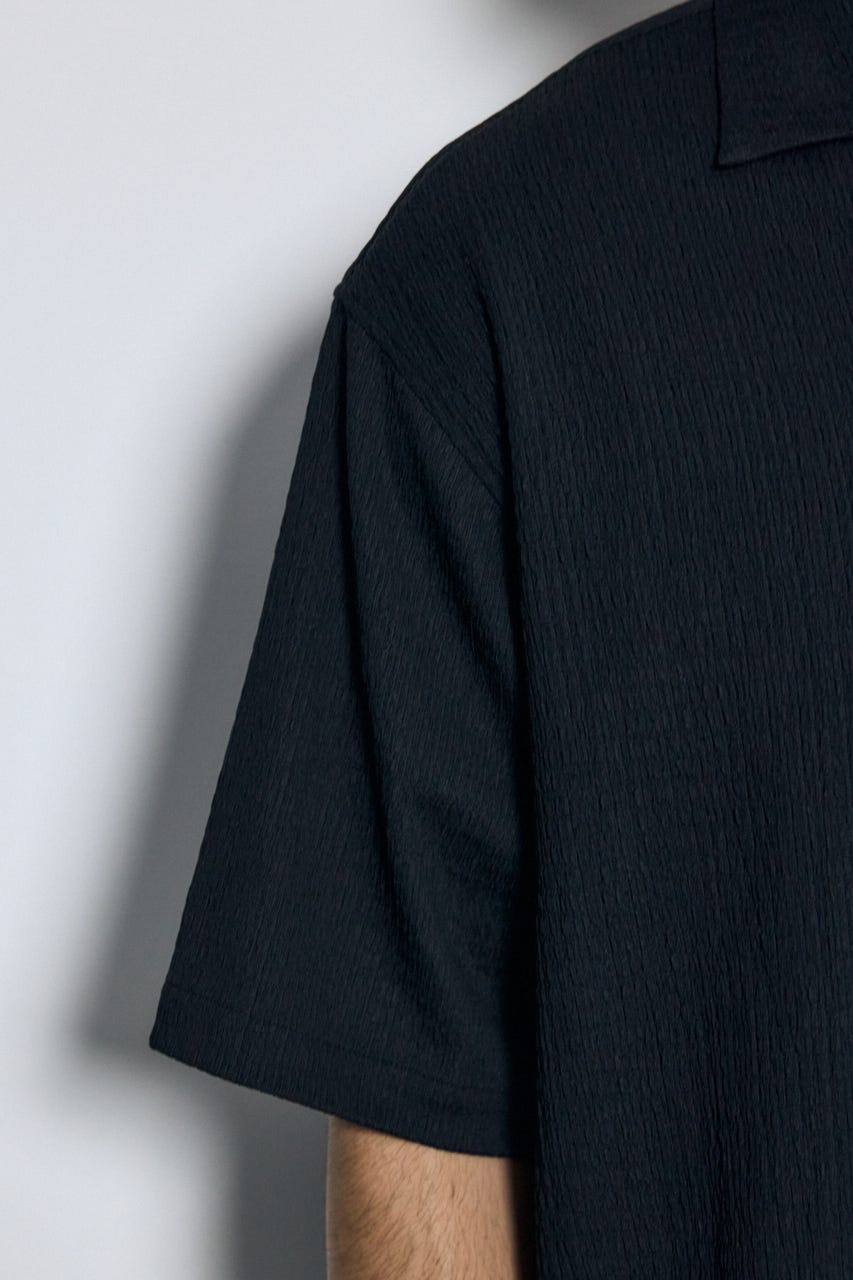 楊柳リラックス半袖シャツ BLK M