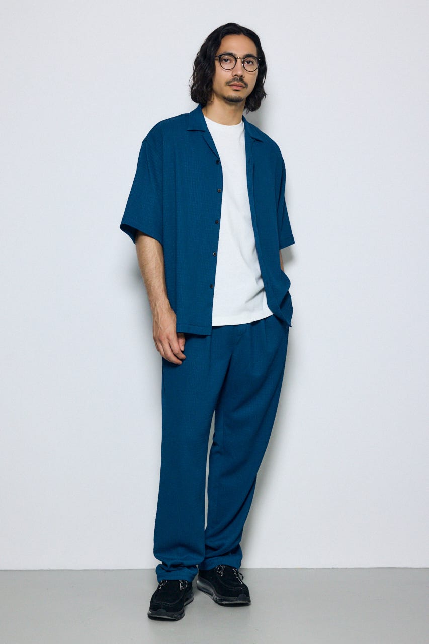 楊柳リラックス半袖シャツ BLU M